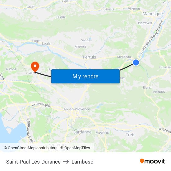 Saint-Paul-Lès-Durance to Lambesc map