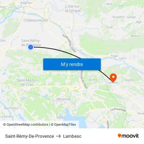 Saint-Rémy-De-Provence to Lambesc map