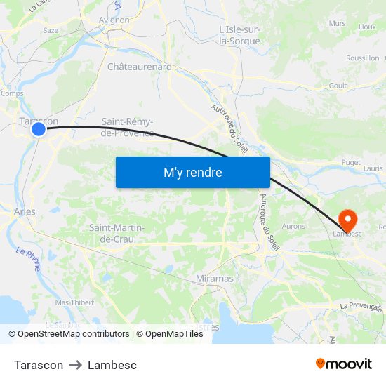 Tarascon to Lambesc map