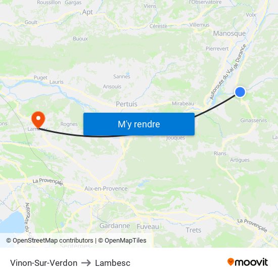 Vinon-Sur-Verdon to Lambesc map