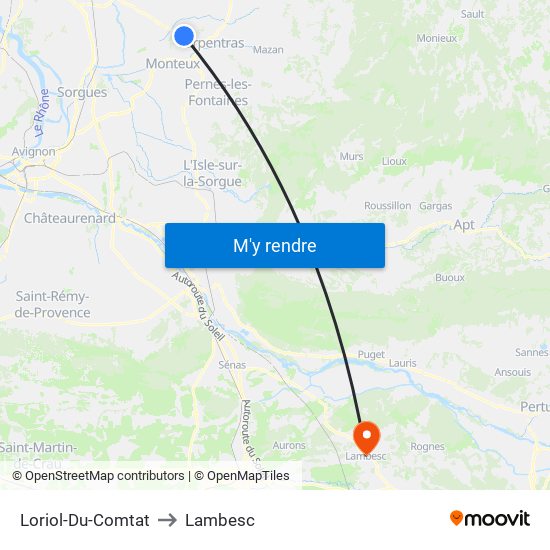 Loriol-Du-Comtat to Lambesc map