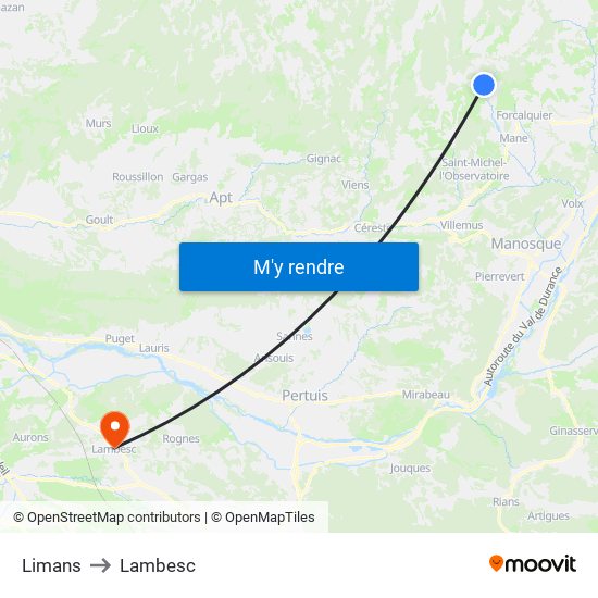 Limans to Lambesc map