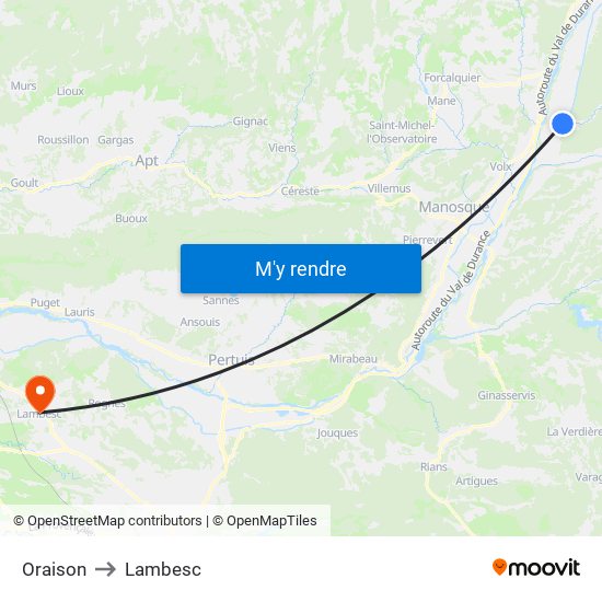 Oraison to Lambesc map