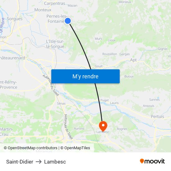 Saint-Didier to Lambesc map