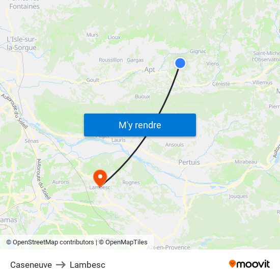 Caseneuve to Lambesc map