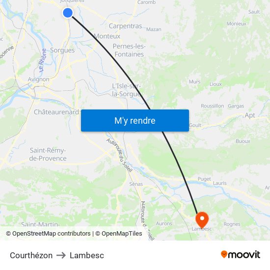 Courthézon to Lambesc map