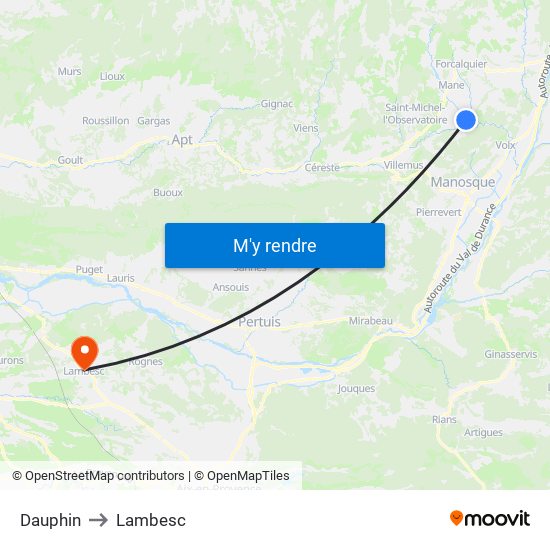 Dauphin to Lambesc map