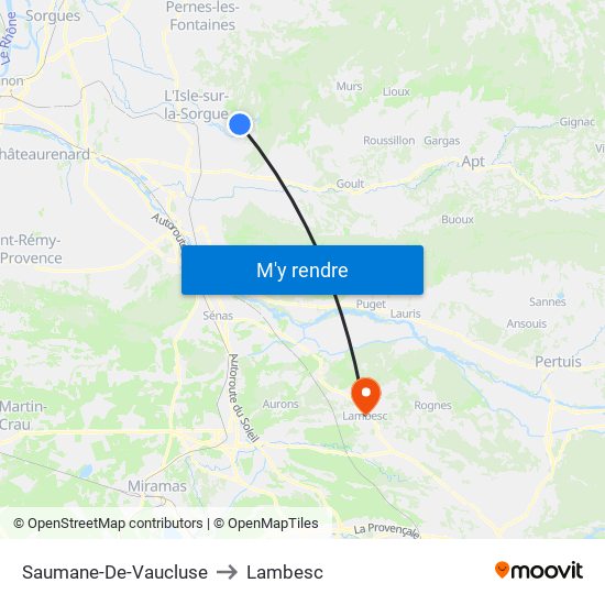 Saumane-De-Vaucluse to Lambesc map