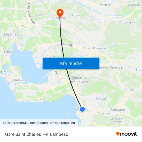 Gare Saint Charles to Lambesc map