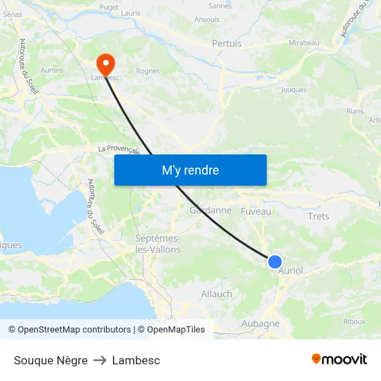 Souque Nègre to Lambesc map