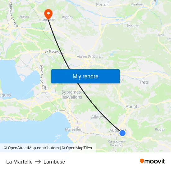 La Martelle to Lambesc map
