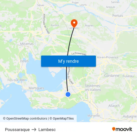 Poussaraque to Lambesc map