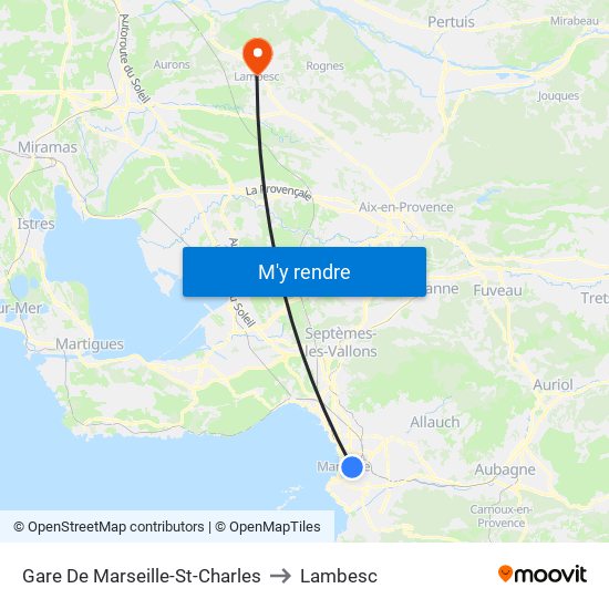 Gare De Marseille-St-Charles to Lambesc map