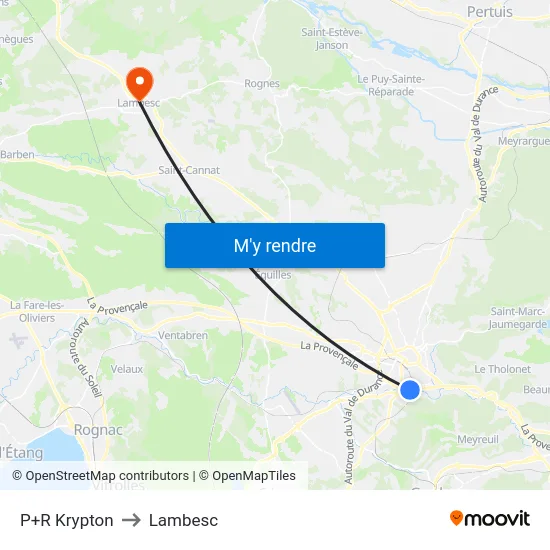 P+R Krypton to Lambesc map
