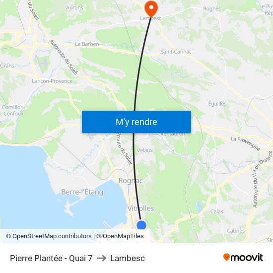 Pierre Plantée - Quai 7 to Lambesc map