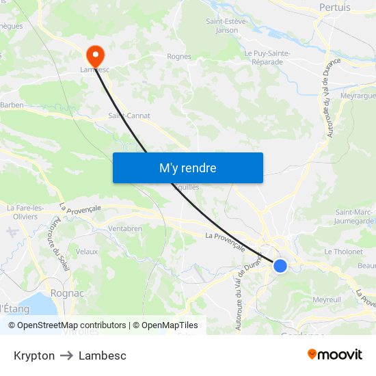 Krypton to Lambesc map