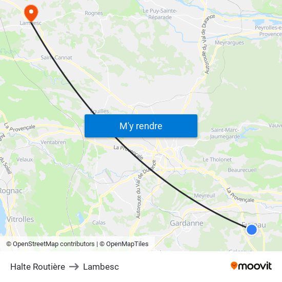Halte Routière to Lambesc map