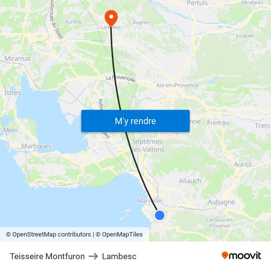 Teisseire Montfuron to Lambesc map
