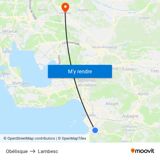 Obélisque to Lambesc map