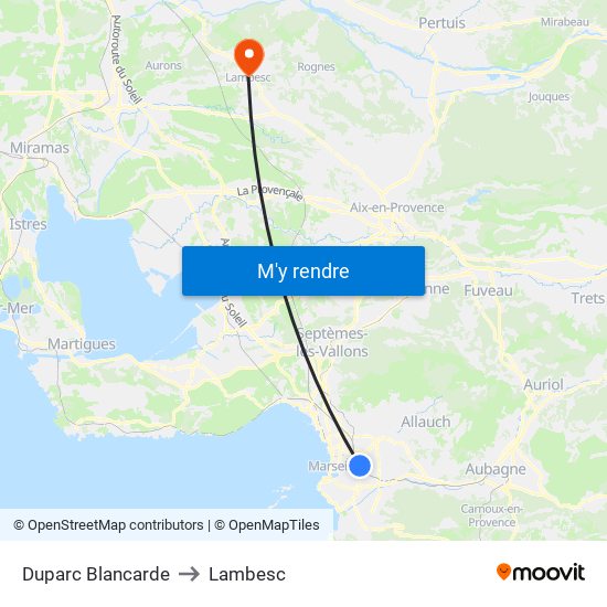 Duparc Blancarde to Lambesc map