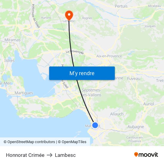 Honnorat Crimée to Lambesc map