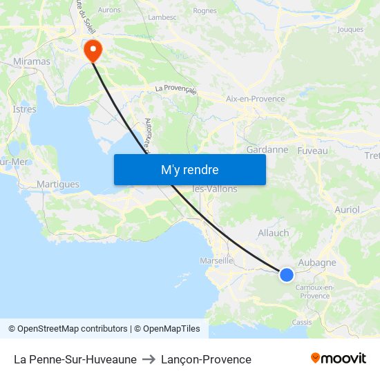 La Penne-Sur-Huveaune to Lançon-Provence map