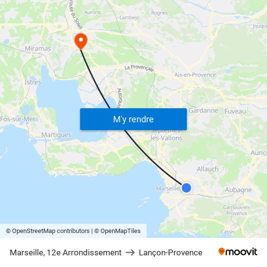 Marseille, 12e Arrondissement to Lançon-Provence map
