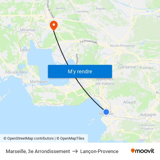 Marseille, 3e Arrondissement to Lançon-Provence map