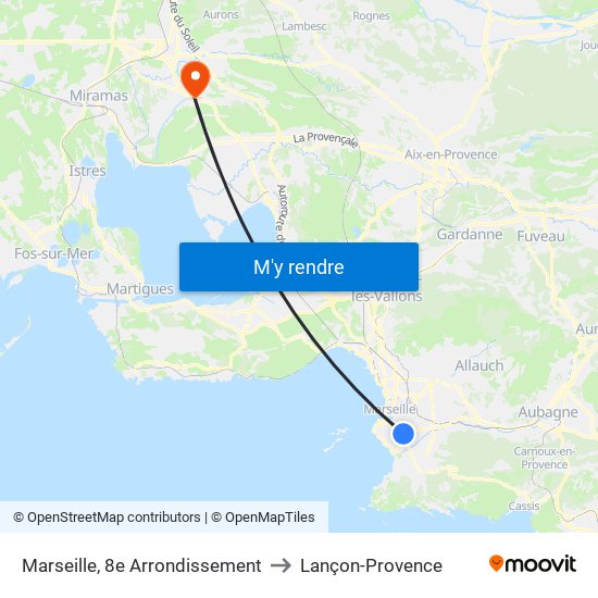 Marseille, 8e Arrondissement to Lançon-Provence map