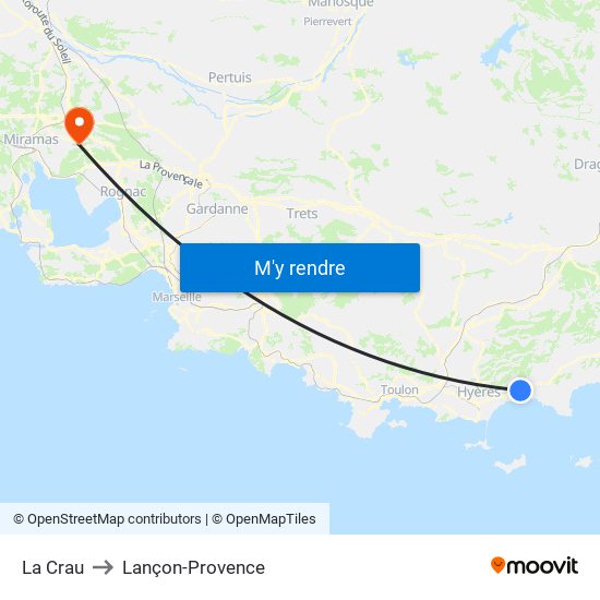 La Crau to Lançon-Provence map