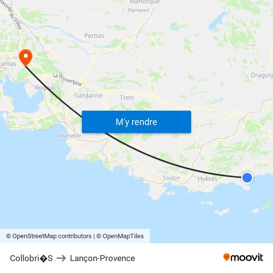 Collobri�S to Lançon-Provence map