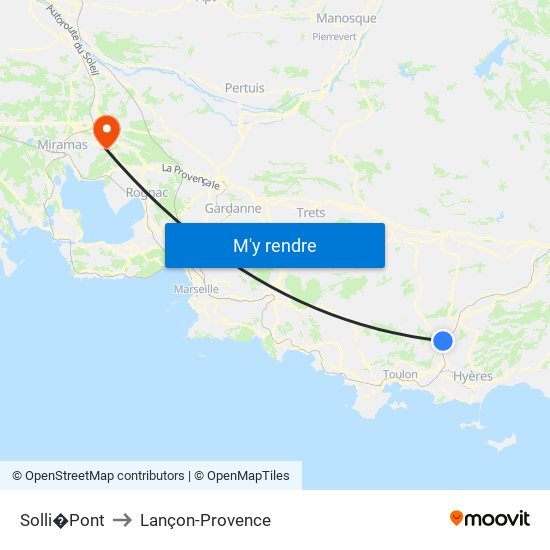 Solli�Pont to Lançon-Provence map