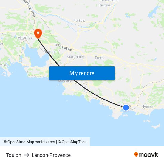 Toulon to Lançon-Provence map