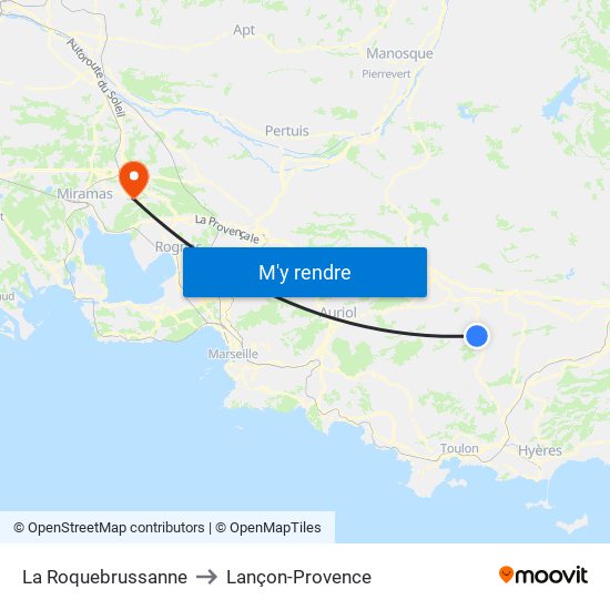 La Roquebrussanne to Lançon-Provence map