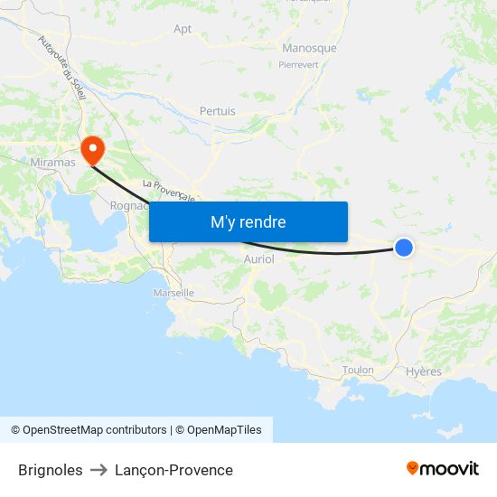 Brignoles to Lançon-Provence map