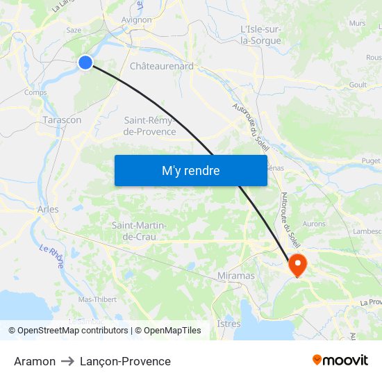 Aramon to Lançon-Provence map