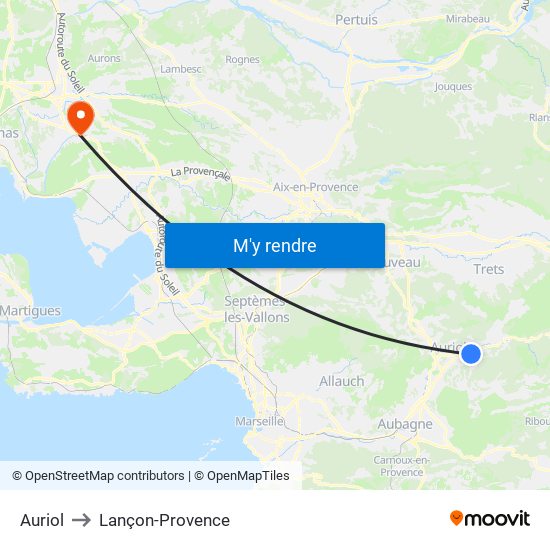 Auriol to Lançon-Provence map