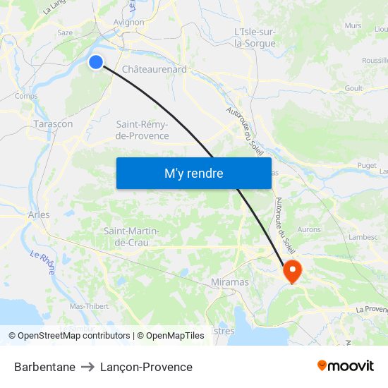 Barbentane to Lançon-Provence map