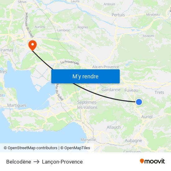 Belcodène to Lançon-Provence map