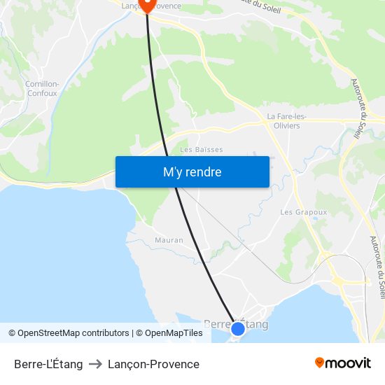 Berre-L'Étang to Lançon-Provence map
