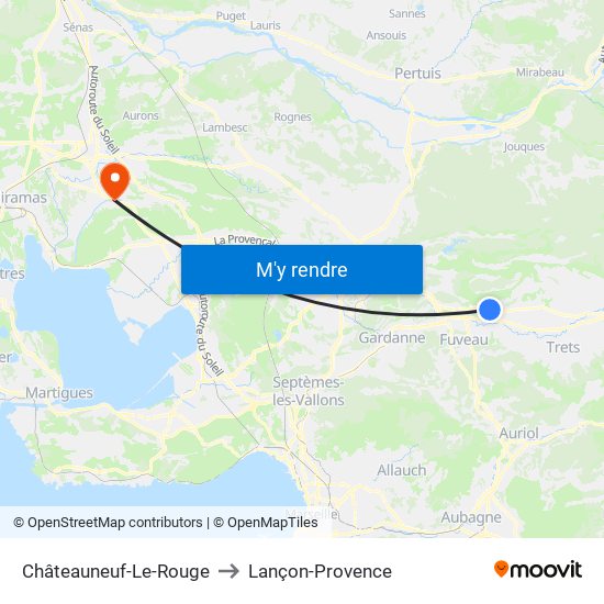 Châteauneuf-Le-Rouge to Lançon-Provence map