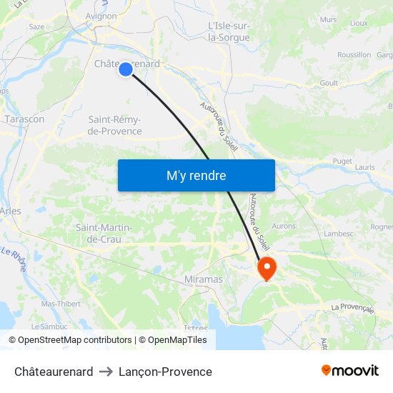 Châteaurenard to Lançon-Provence map