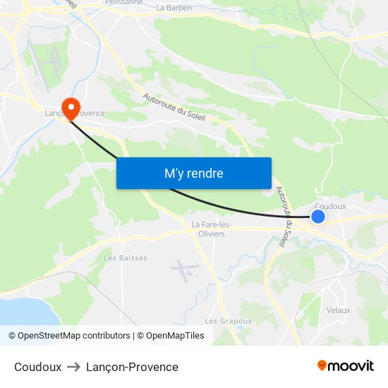Coudoux to Lançon-Provence map