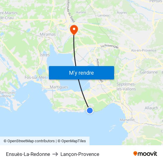 Ensuès-La-Redonne to Lançon-Provence map
