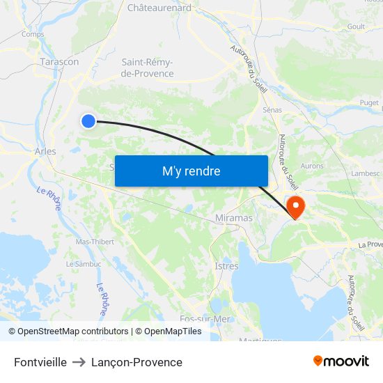 Fontvieille to Lançon-Provence map