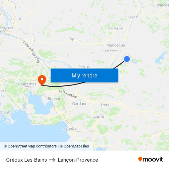 Gréoux-Les-Bains to Lançon-Provence map