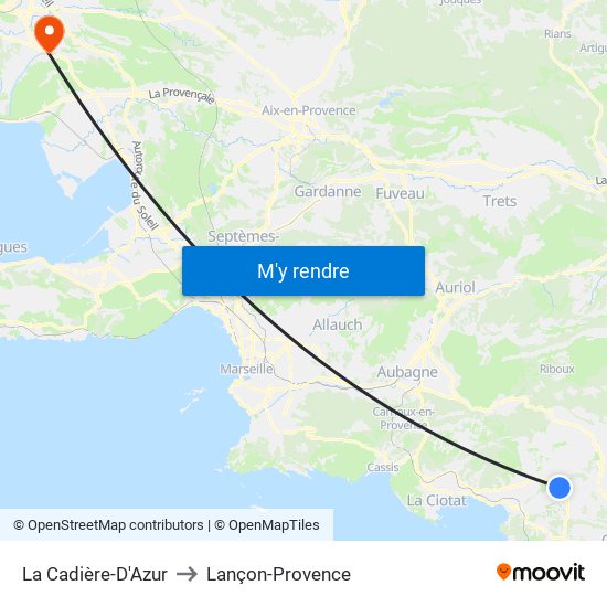 La Cadière-D'Azur to Lançon-Provence map