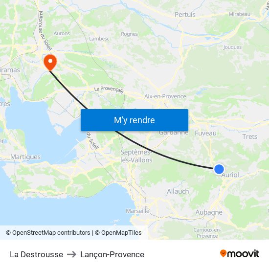 La Destrousse to Lançon-Provence map