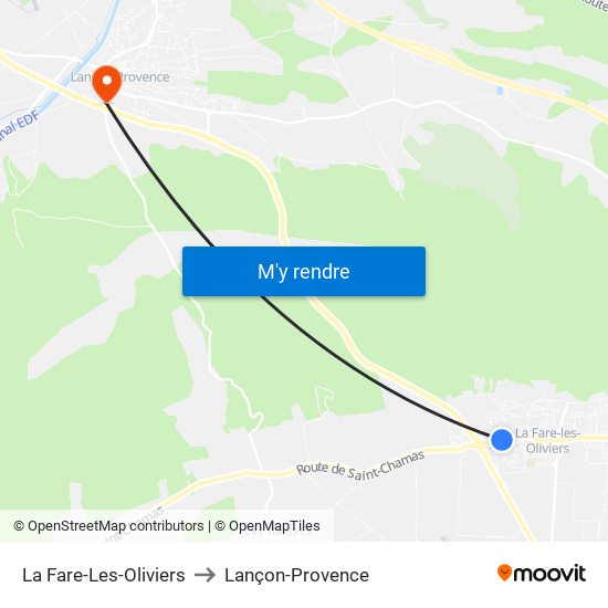 La Fare-Les-Oliviers to Lançon-Provence map