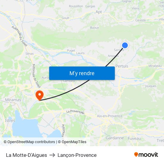 La Motte-D'Aigues to Lançon-Provence map